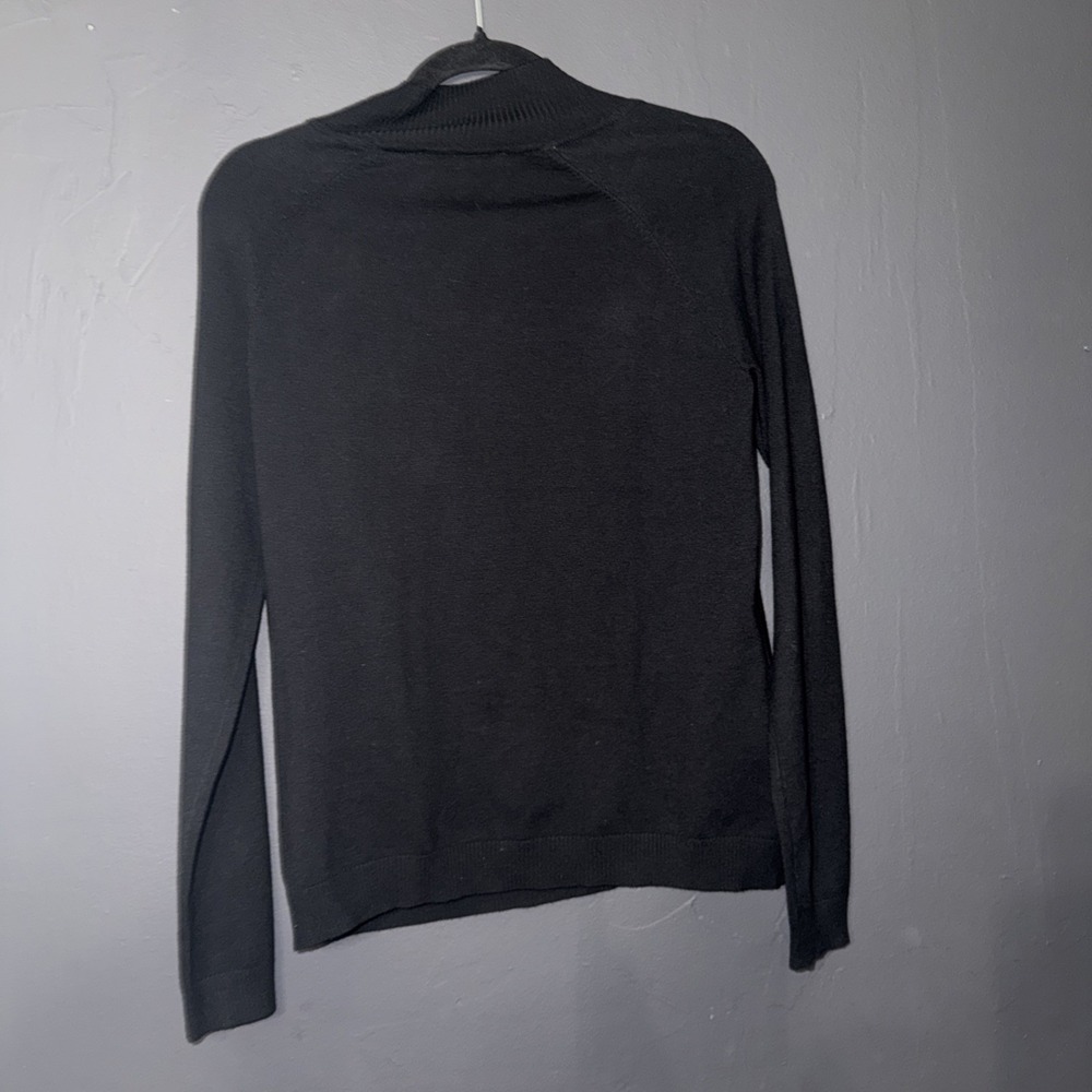 Cyrus Black Sweater Top Lace Long Sleeves Size S Women Fishnet Cutout Edgy - Picture 6 of 6